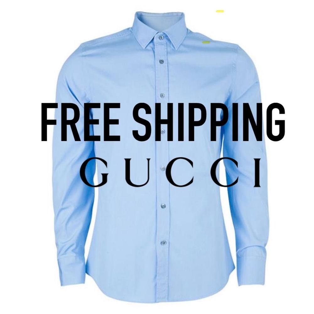 Authentic - Gucci Men’s Button Up Dress Shirt | Gucci Blue Slim Fit / Size 38/15